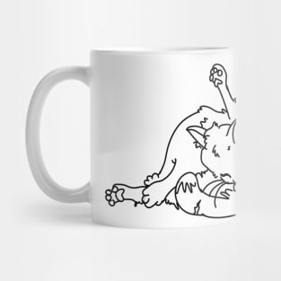 Bad Line Art Cat Lick.. Black Mug